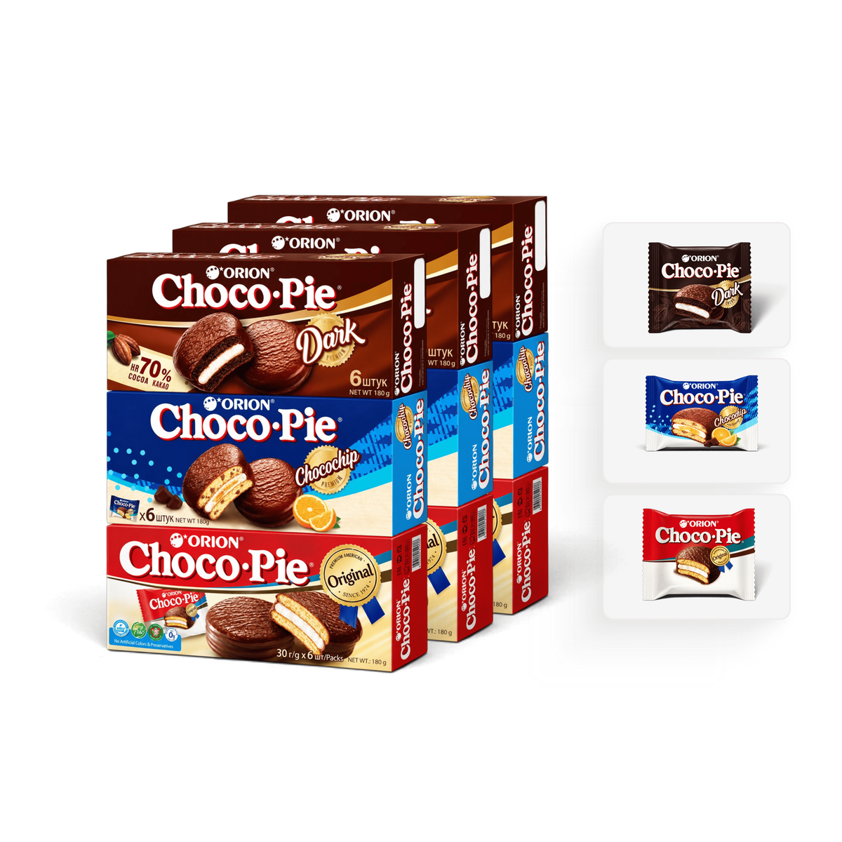 Набор из 3 вкусов Choco Pie- 54 бисквитных пирожных
