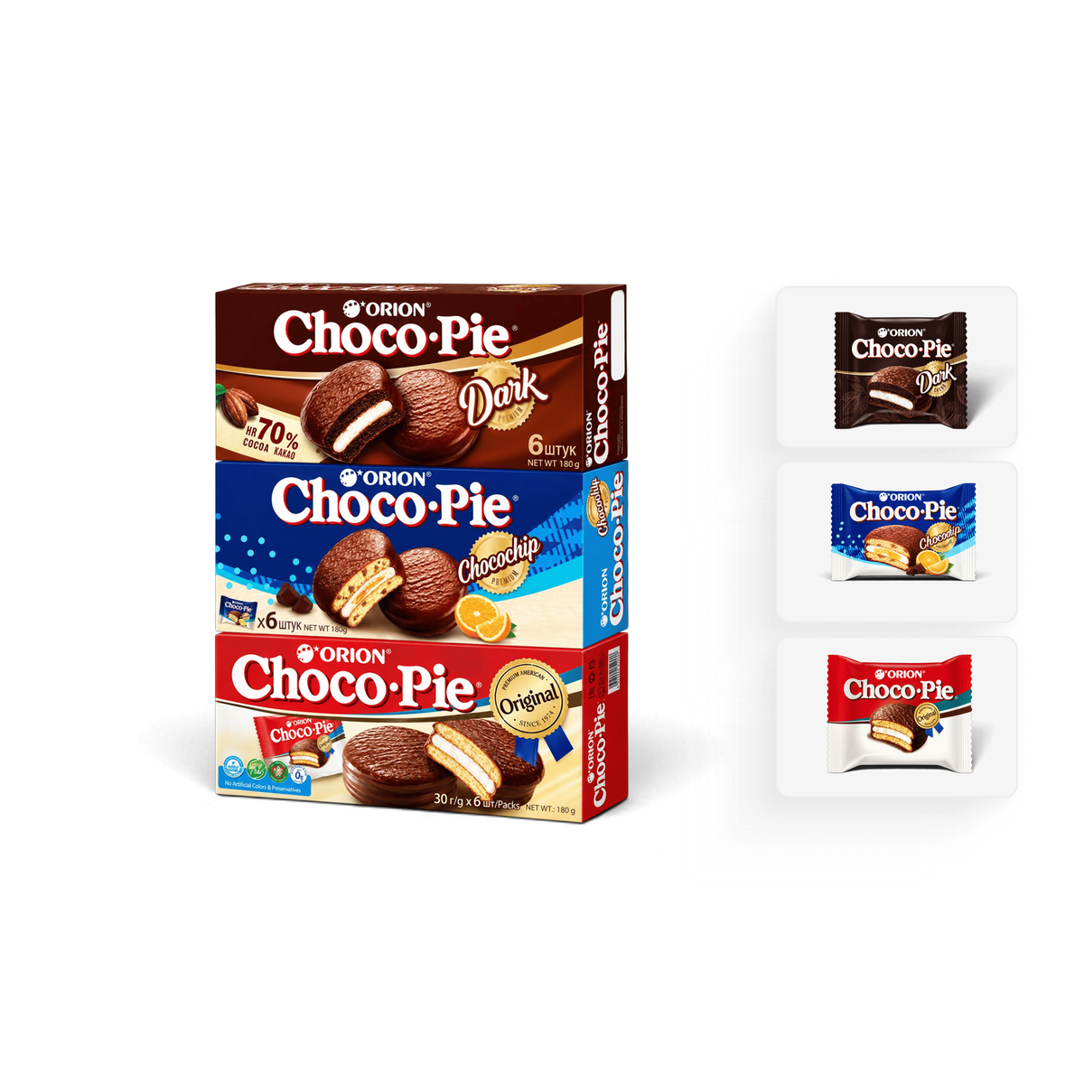 Набор из 3 вкусов Choco Pie- 18 бисквитных пирожных