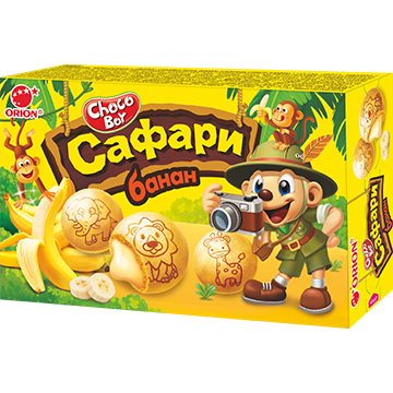 Печенье Orion Choco Boy Safari с банановой начинкой, 39 г