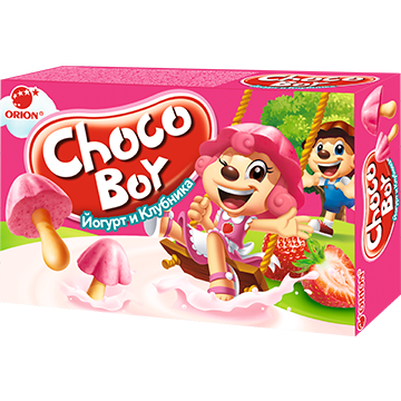 ORION печенье «Choco Boy» с йогуртом и клубникой 45 г