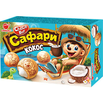 Печенье Orion Choco Boy Safari с кокосовым кремом, 39 г