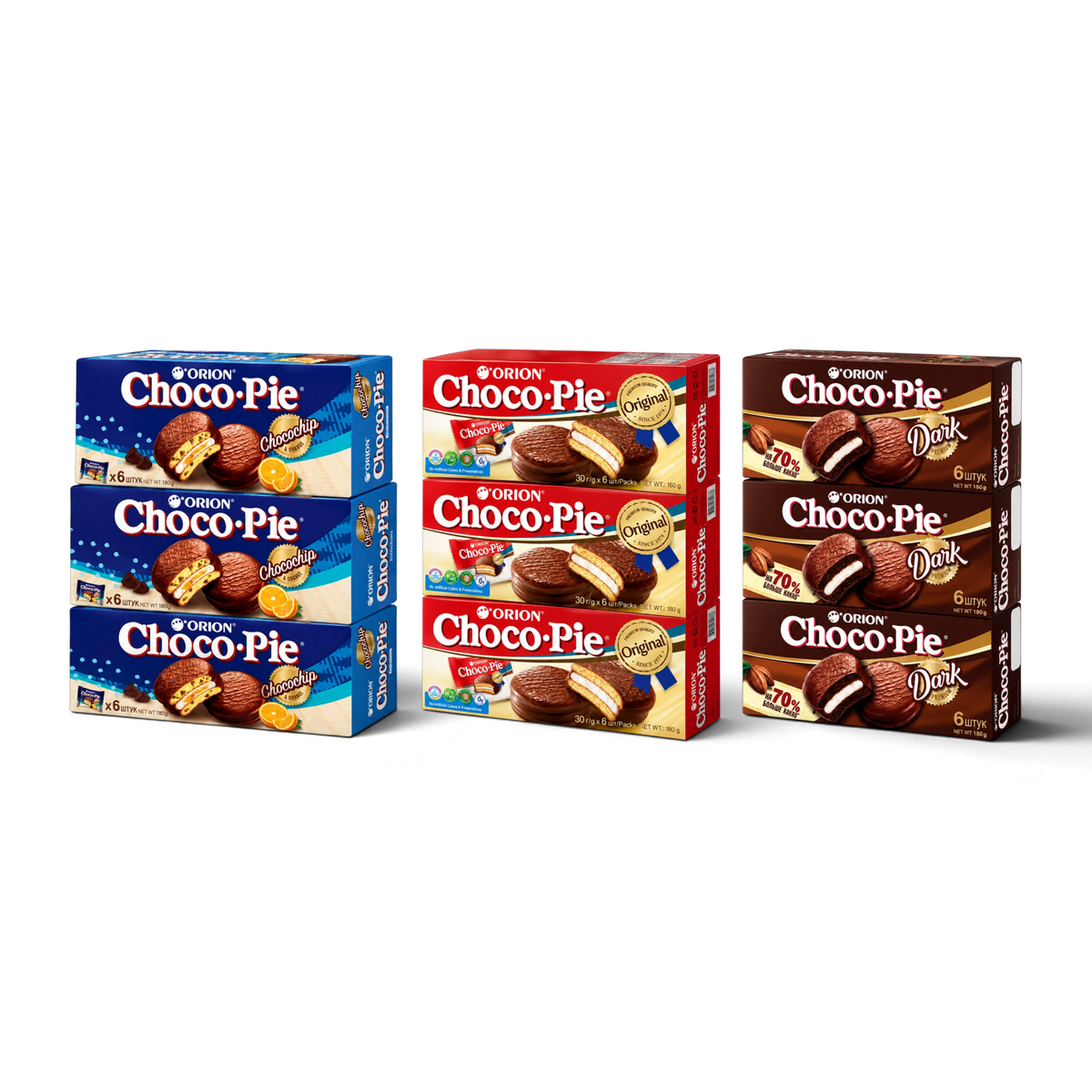 Набор из 3 вкусов Choco Pie- 54 бисквитных пирожных