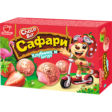 Печенье Orion Choco Boy Safari Клубника и Йогурт, 39 г