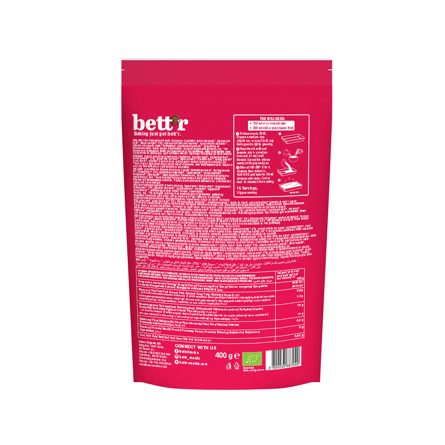 Bettr Смесь для выпечки брауни 400 г 1/6