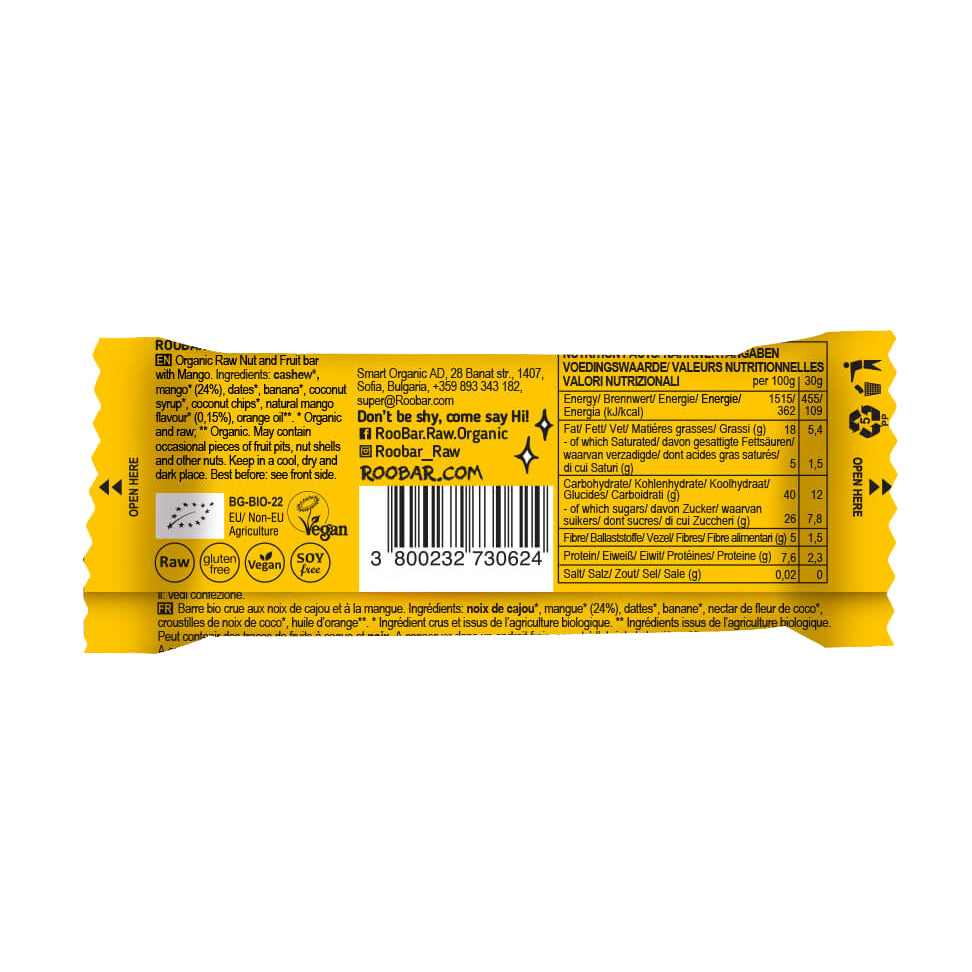 Roobar Mango Magic (Манговый батончик/микс) 30 г 1/20