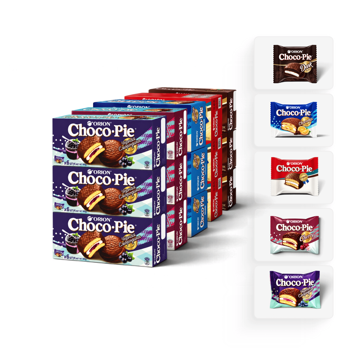 Набор из 5 вкусов Choco Pie — 90 бисквитных пирожных