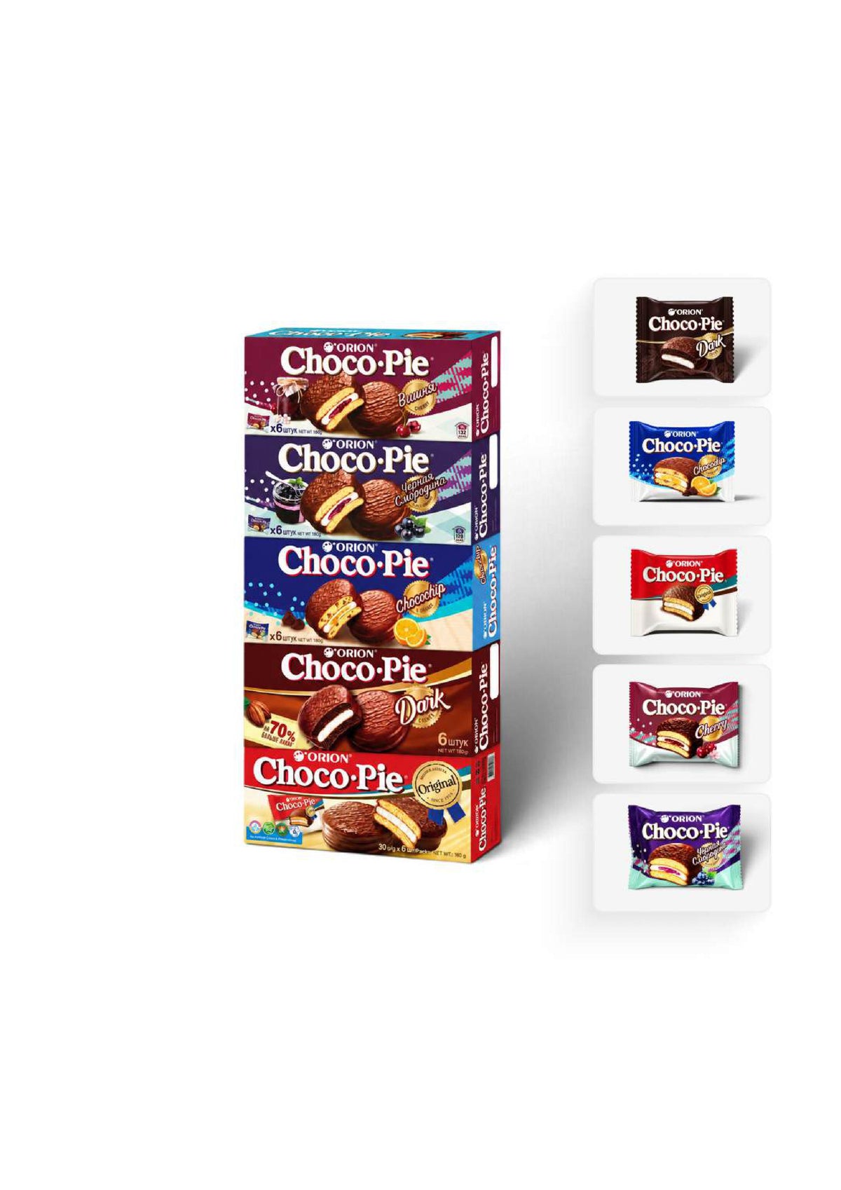 Набор из 5 вкусов Choco Pie- 30 бисквитных пирожных