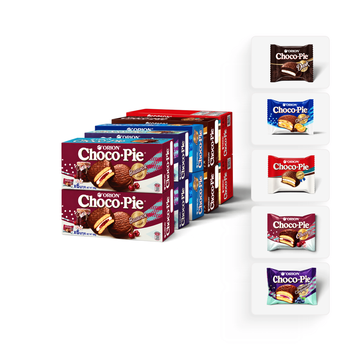 Набор из 5 вкусов Choco Pie — 60 бисквитных пирожных