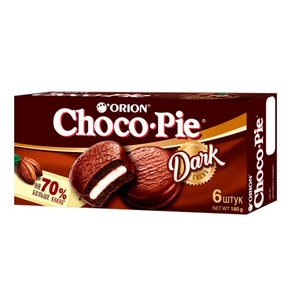 Biscuiți pandispan cu ciocolata neagra Choco Pie Dark 180 г - Azamet Shop
