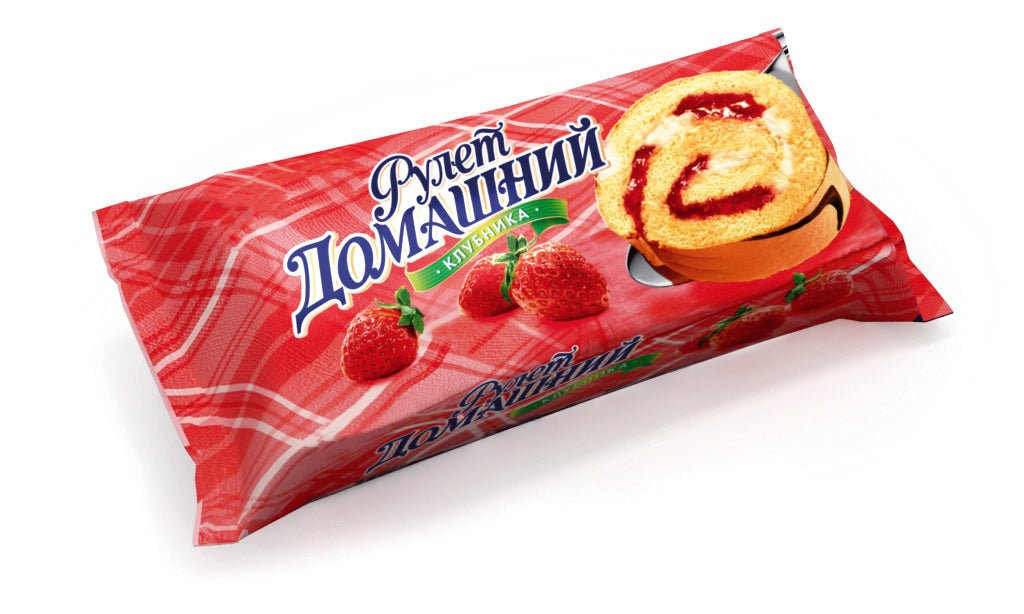 Рулет домашний с начинкой клубника 150г - Azamet Shop