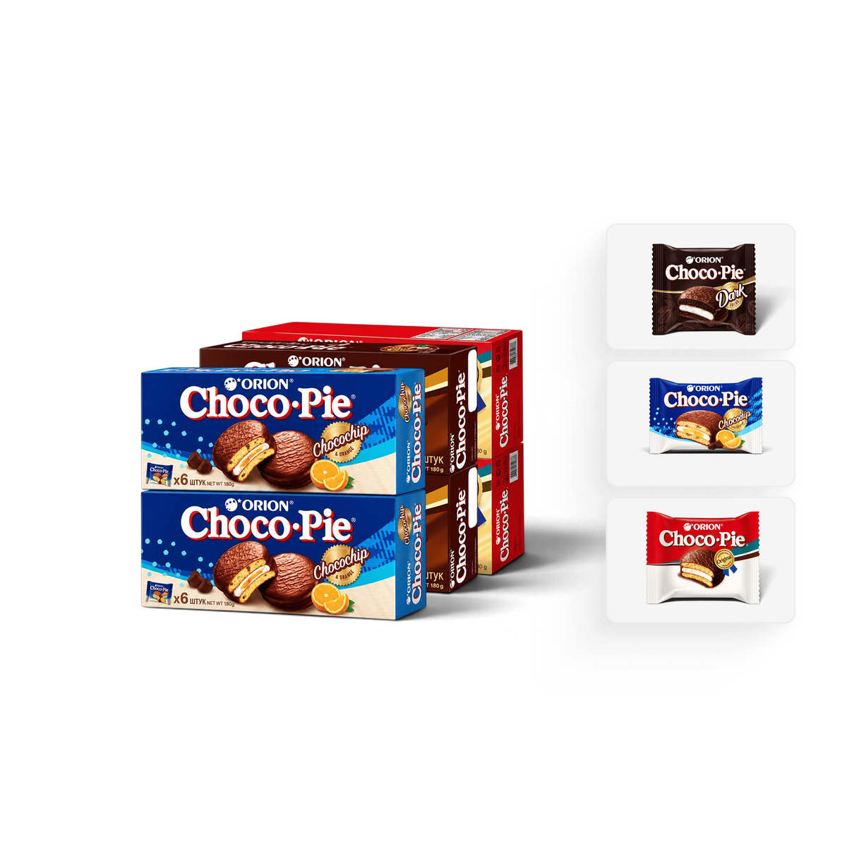 Набор из 3 вкусов Choco Pie- 36 бисквитных пирожных