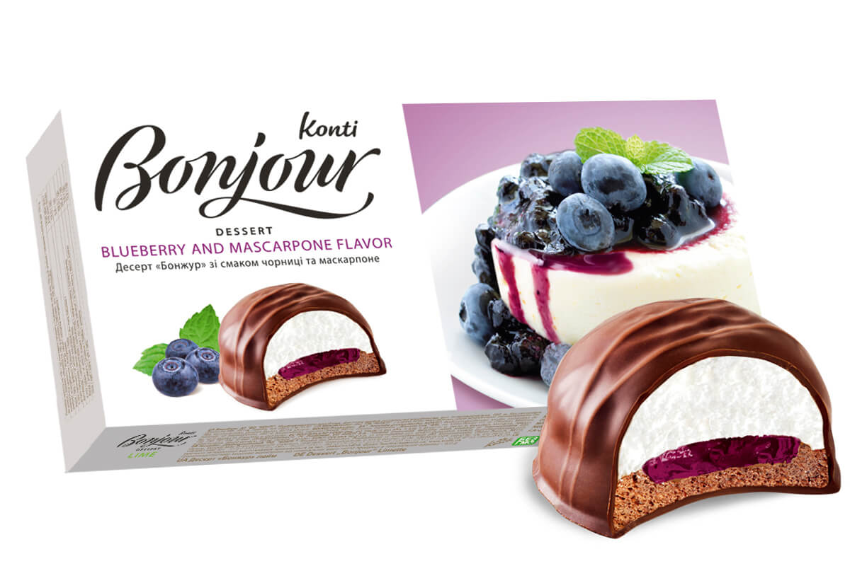 Konti Desert Bonjour cu gust de afine și mascarpone 232 g