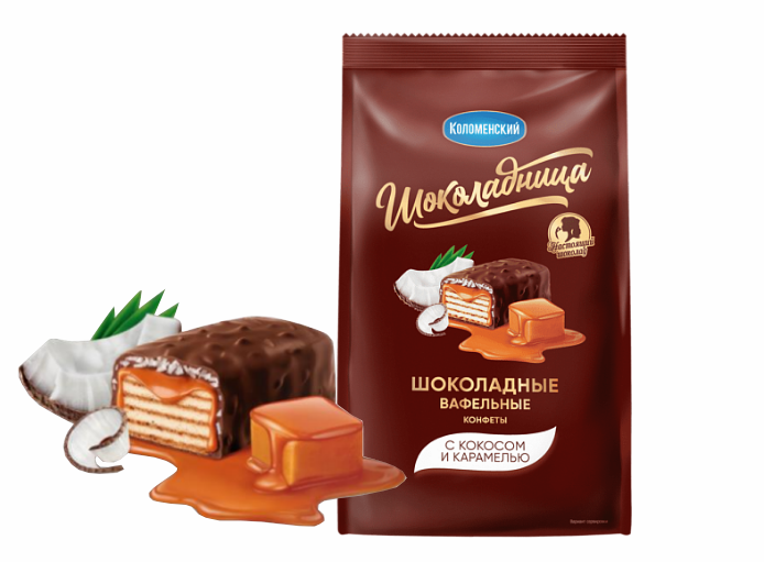 Конфеты вафельные шоколадные с кокосом и карамелью Шоколадница 1 кг
