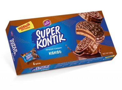 Biscuiti-sandwich "Super Kontik" cacao 150 gr - Azamet Shop
