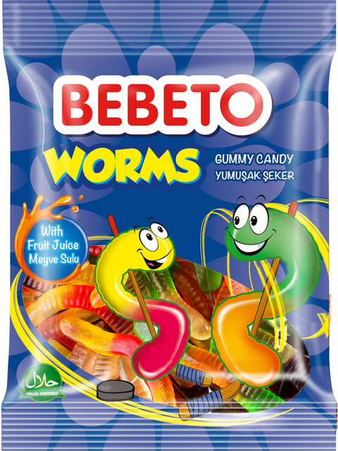 Bomboane gumate Sour Worms 80 gr - Azamet Shop